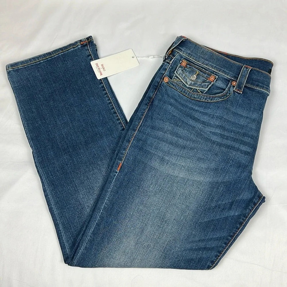 True Religion NWT Men W36 L32 Ricky Relaxed Straight Flap Back Pockets Jean - Picture 1 of 12